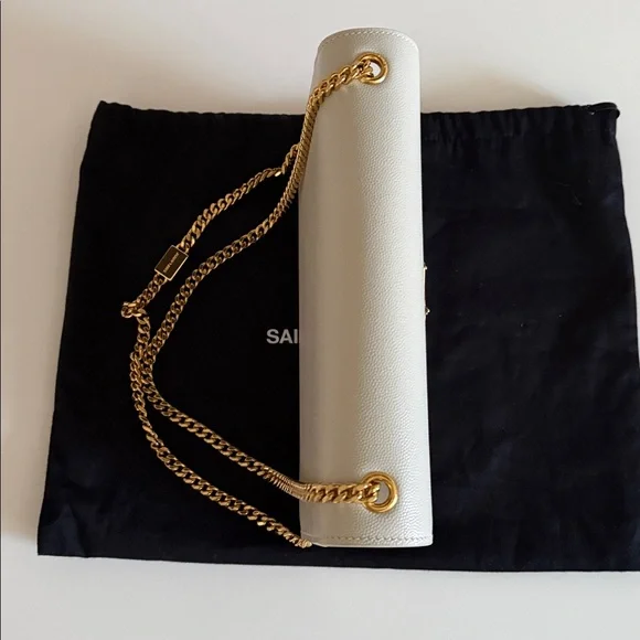 YSL WHITE KATE MEDIUM IN GRAIN DE POUDRE EMBOSSED LEATHER - Picture 4 of 9